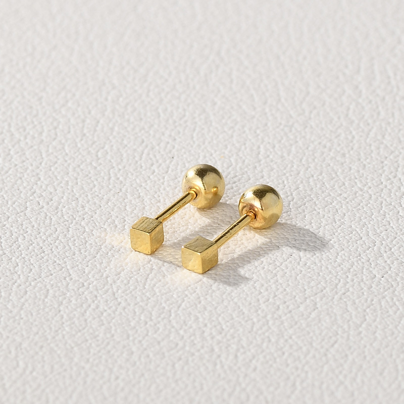 Ladies Square Screw Geometric Stud Earrings
