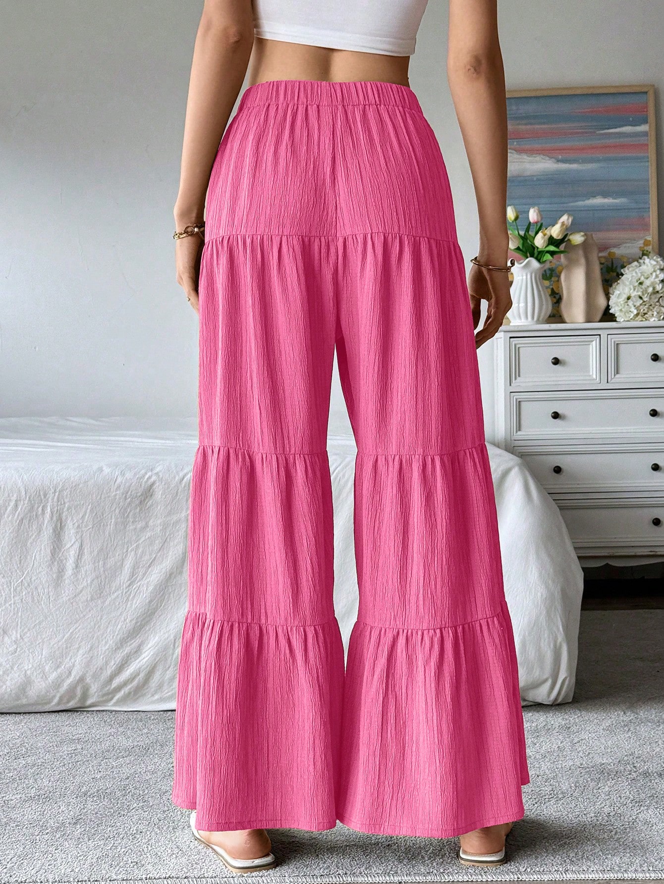 Women's Elegant Textured Casual Comfortable Long Pants