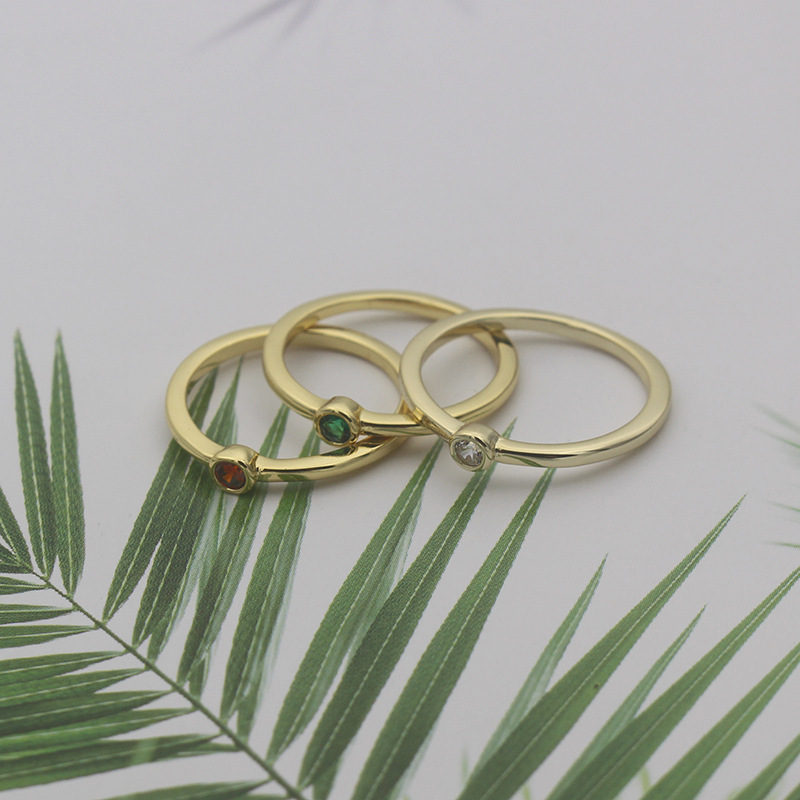 Cross-border 18k Gold Plated Zircon Ring With Edging Zircon Ring