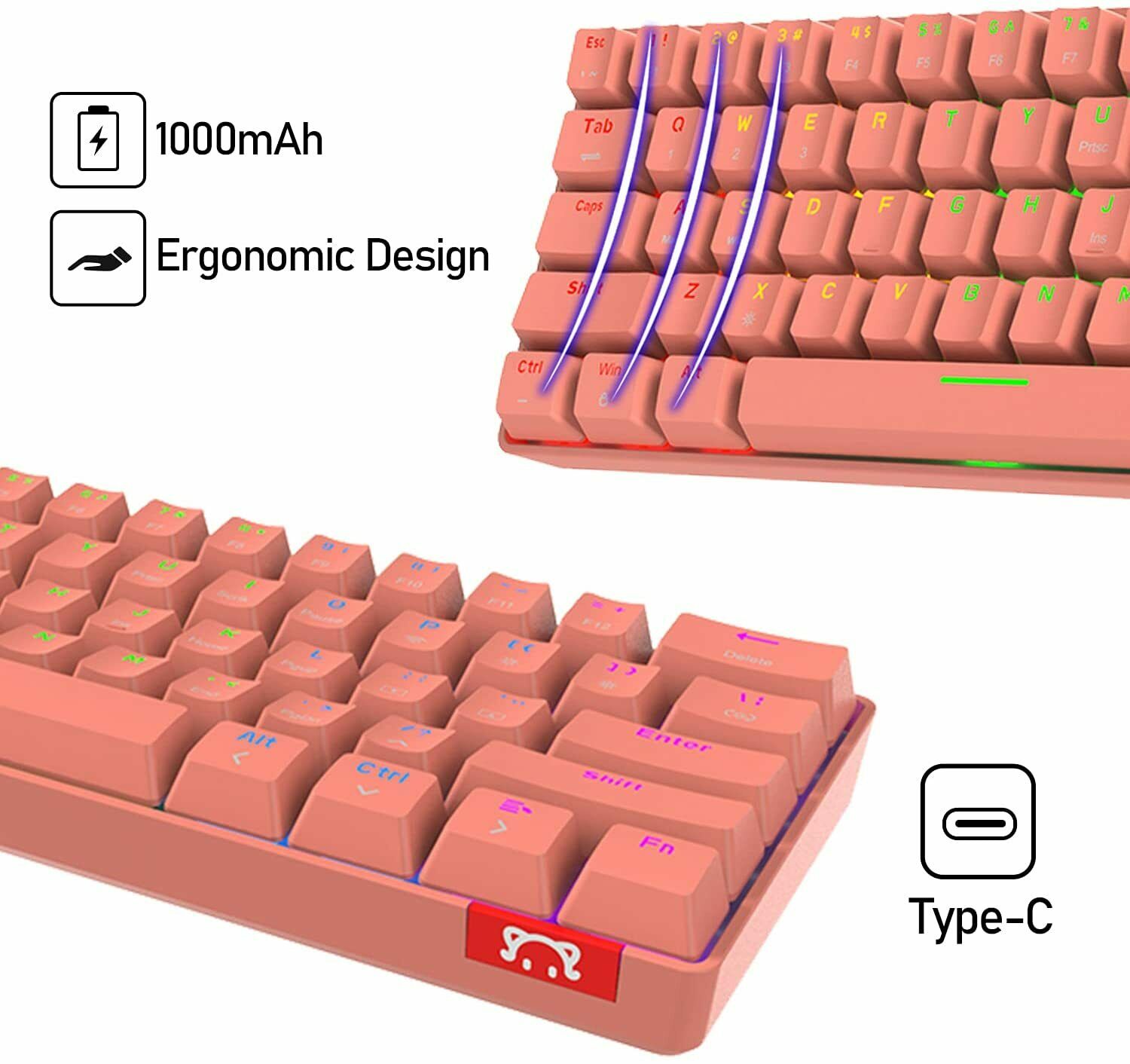 USB Bluetooth Wireless Gaming Keyboard RGB Backlight Mechanical Compact Keypad,The Main Color Of The Product Is Available For Sale. 4