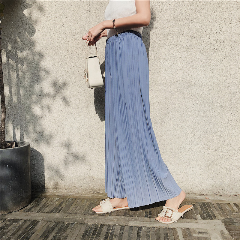High Pleated Chiffon Wide-leg Pants For Women In Spring And Summer