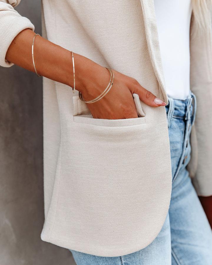 European And American Fashion Lapel Slim Solid Color Cardigan Temperament Suit Jacket Women