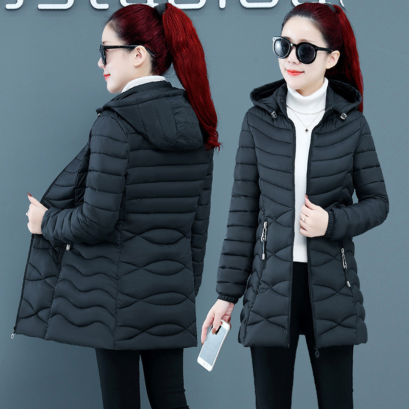 Medium Length Slim Cotton Padded Jacket Women