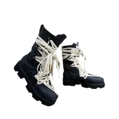 Autumn New Martin Boots Women's Summer High-top British Style - Black - View 1
