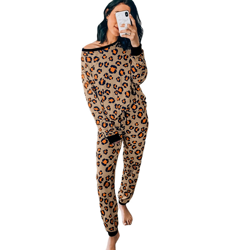 Title 3, Leopard Print Home Service 2-piece Set Women