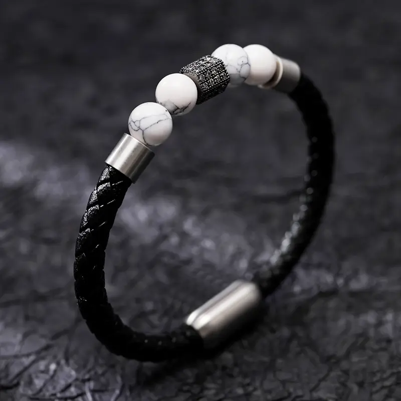 Hand-woven Cowhide Leather Bracelet Gold