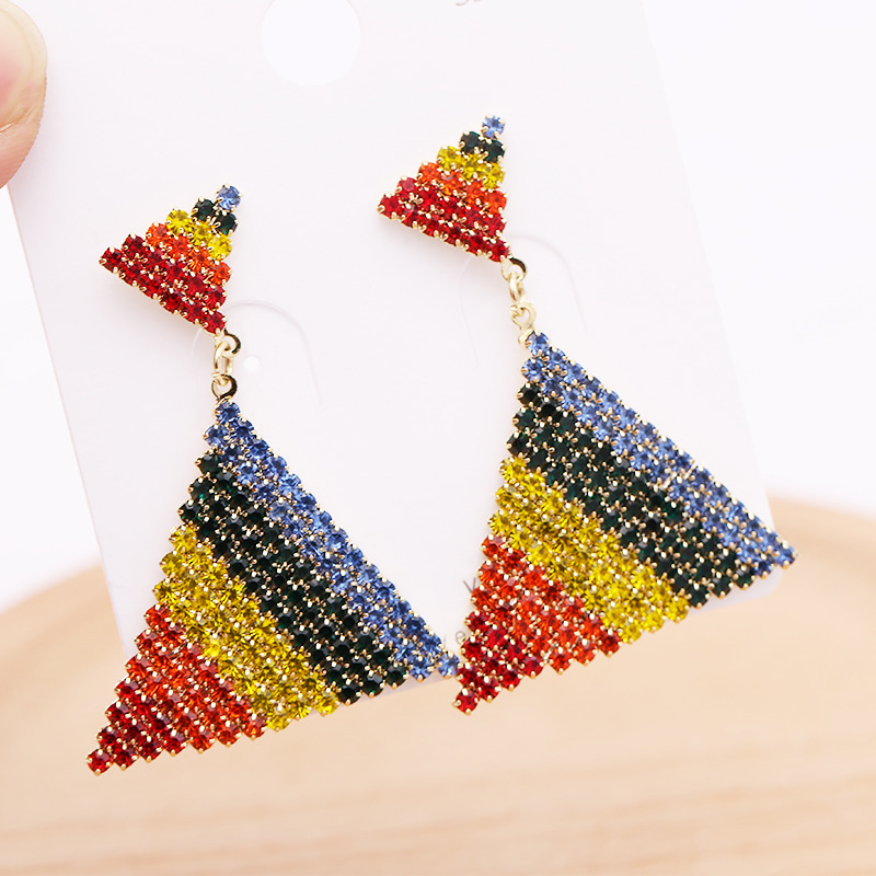 Earrings Personality Fashion Rainbow Color Exaggerated Big Earrings Women