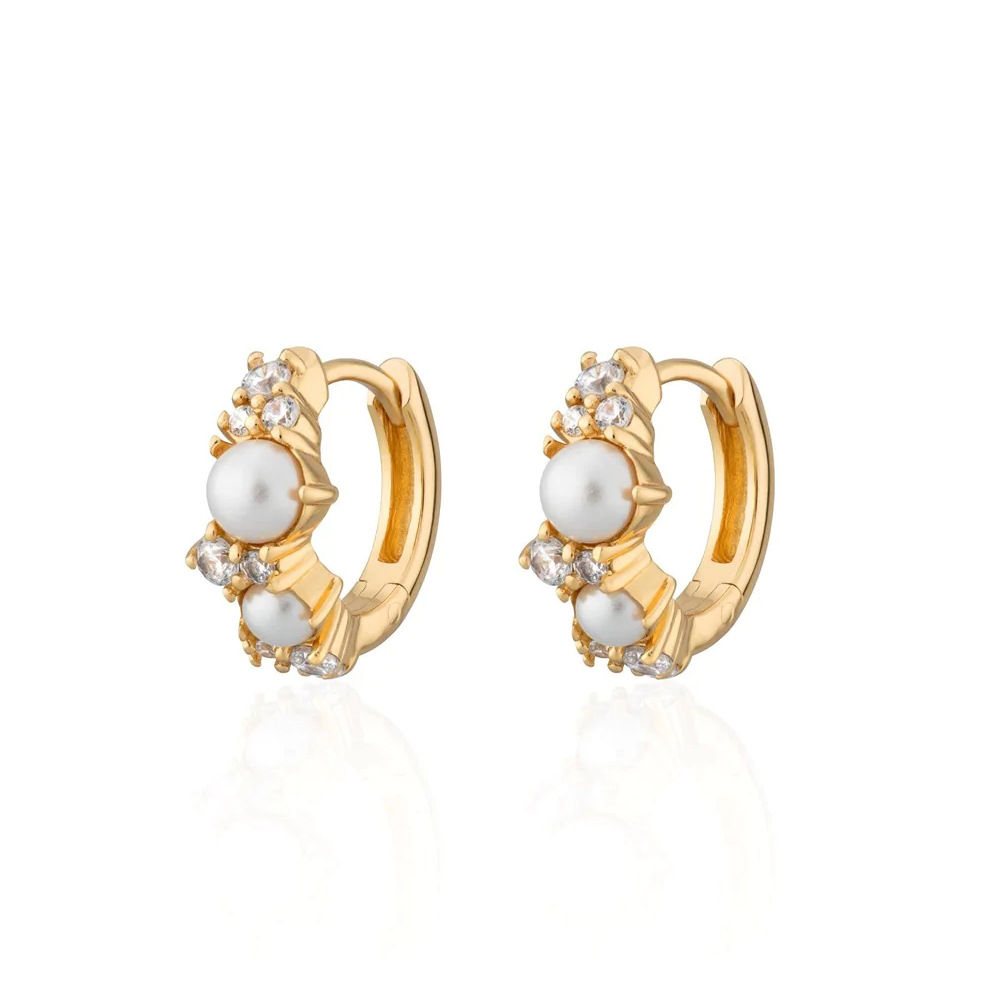 Title 2, S925 Sterling Silver INS Pearl Zircon Earring E...