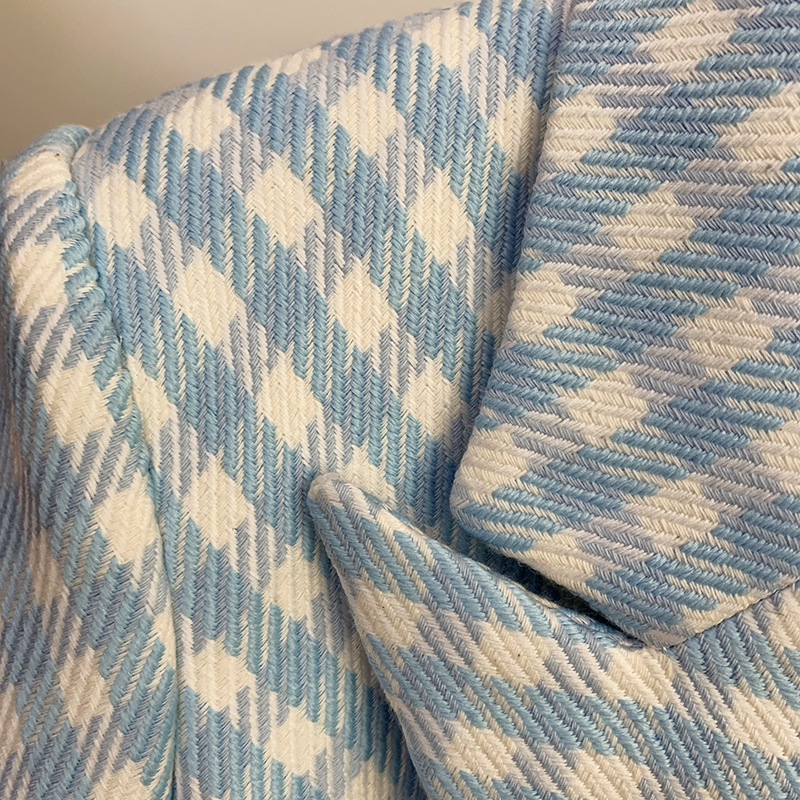 Fashionable Women's Double Breasted Braided Check Suit