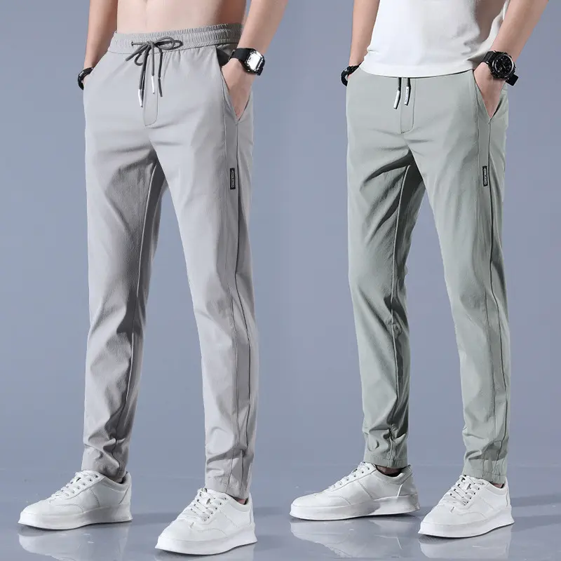 Summer Ice Silk Pants Men's Thin Business Casual Stretch