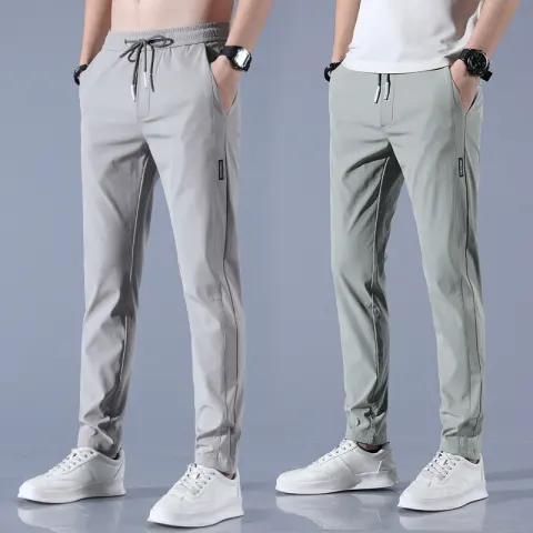 Summer Ice Silk Pants Men's Thin Business Casual Stretch