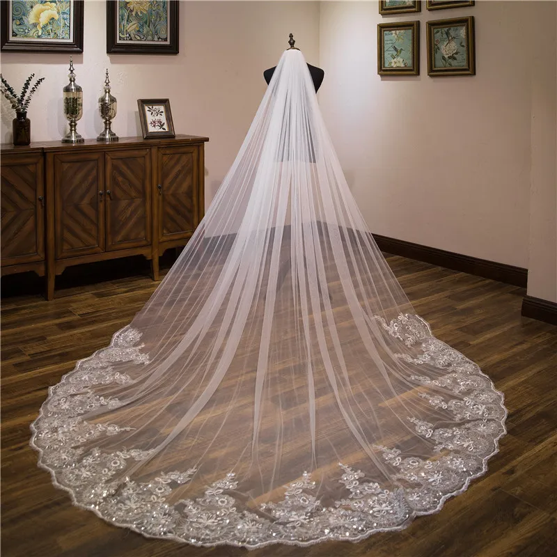 Wedding Accessories Studio Photography Broadband Hair Comb Long Sequins Lace - White