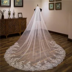 Wedding Accessories Studio Photography Broadband Hair Comb Long Sequins Lace - White - View 1