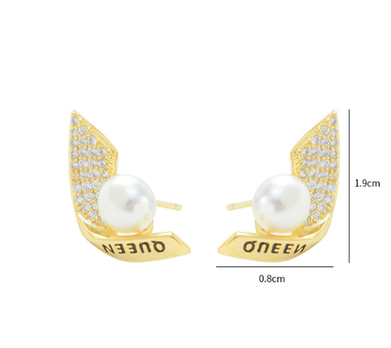 Simple And Small Wings Pearl Earrings Temperament