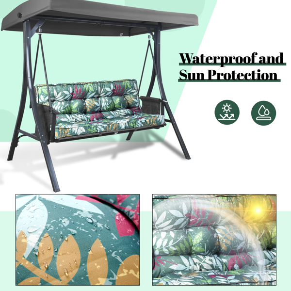 Outdoor Swing Cushions 70 Inch,Waterproof 4in Thick Porch Swing Cushion Replacement With Backrest And Ties,Comfortable 2-3 Seat Pation Swing Pad For Backyard,Garden,Lawn,Outdoor Furniture Green Flower — foto 4