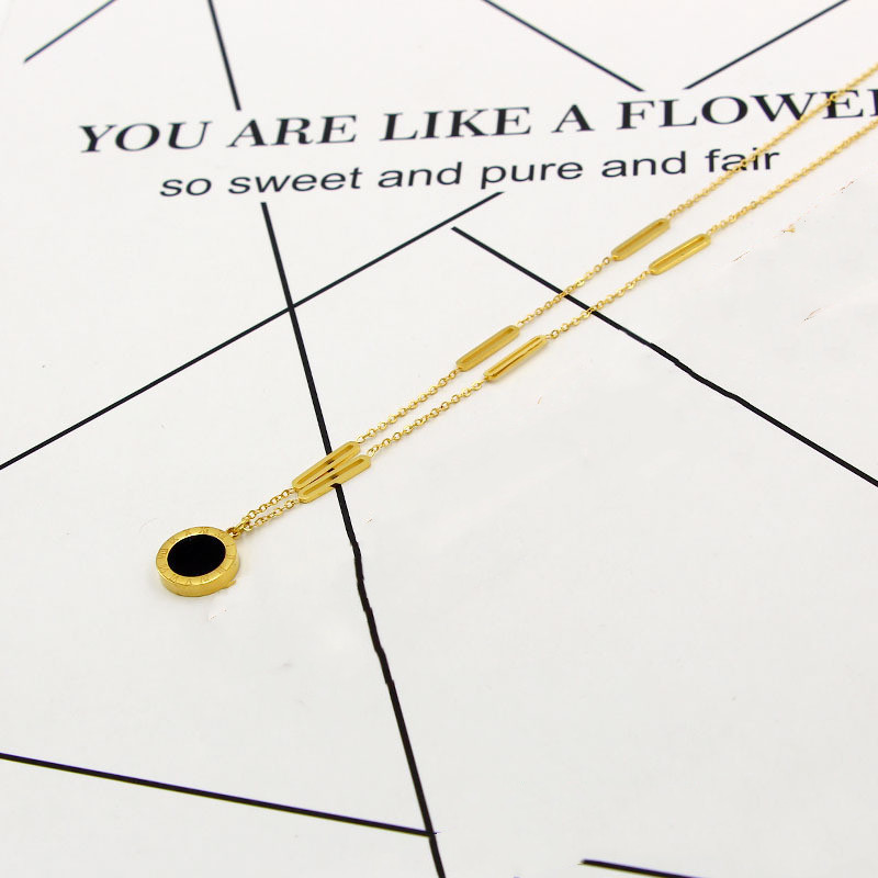 Openwork Black And White Double Sided Roman Numeral Necklace