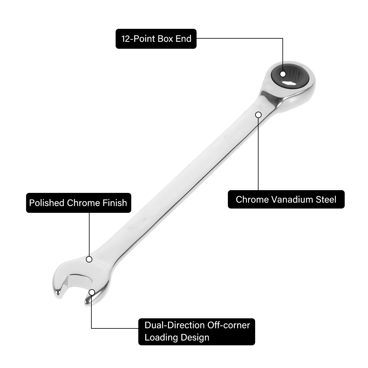 12PCS 72 Tooth Ratchet Spanner Set 8-19MM Fixed Head Combination Wrench Set Tool