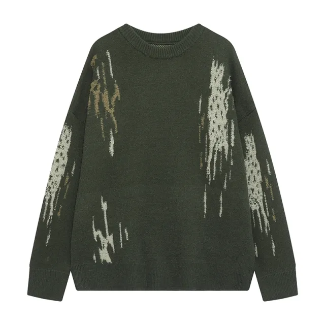 Men's Loose Crew Neck Pullover Sweater Green - Shop at LoveMi