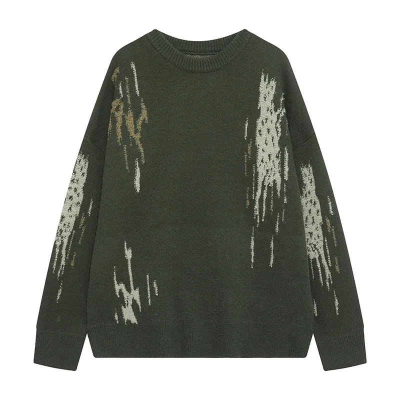 Men's Loose Crew Neck Pullover Sweater - Green
