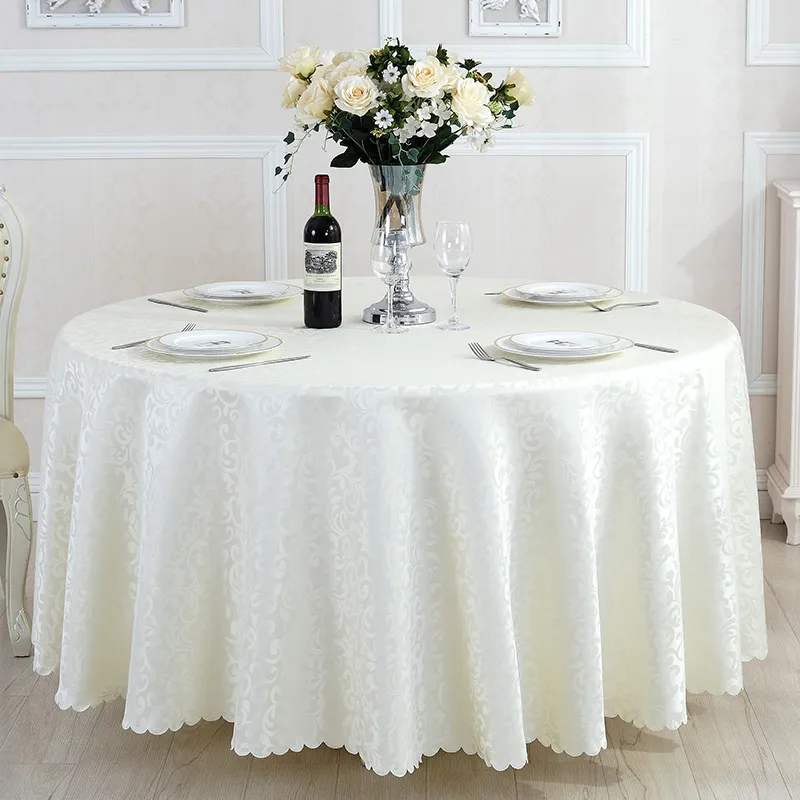 Hotel Restaurant Meal Cloth Custom Round Table Tablecloth - Offwhite