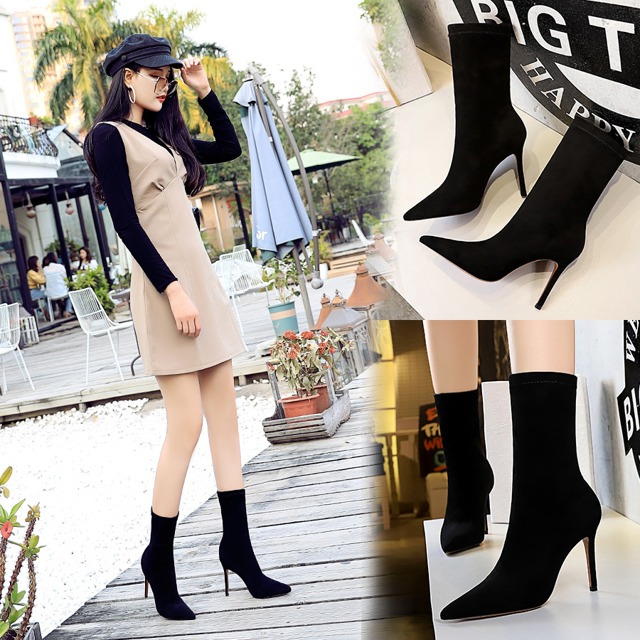 High-heeled Suede Pointed Toe Women's Boots