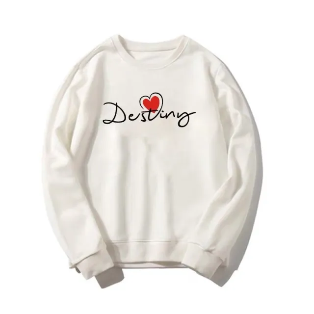 Fashion Women's Loose Long sleeved Printed Sweater White - Shop at LoveMi