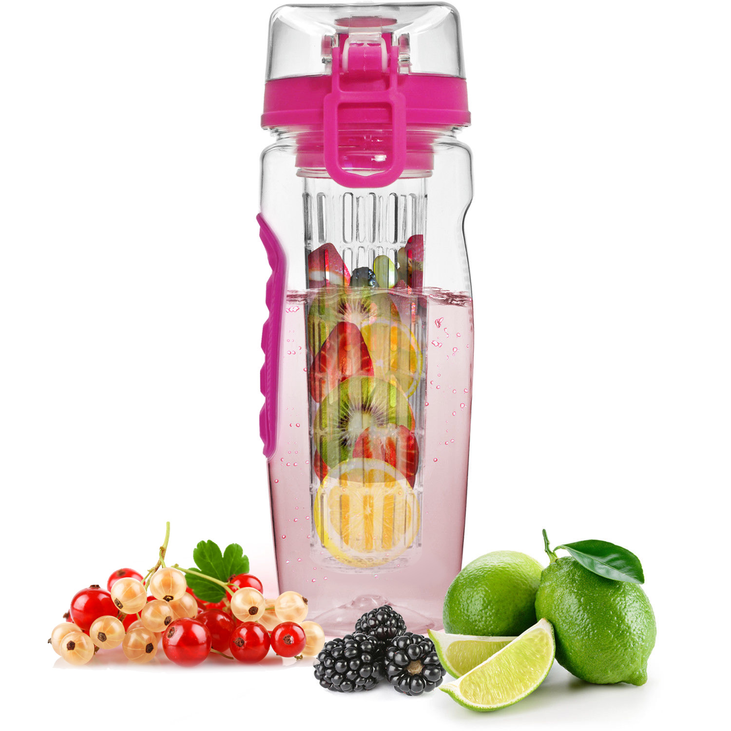 3 Color Options - 1Pc Fruit Infuser Water Bottle 32OZ Juice Shaker Sport With Flip Top Lid Anti-Slip Grips For Office Home Sport Running Walking Hiking - Image 21