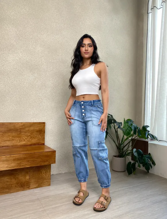 Women's High Waist Lace Up Jeans, Wide Leg Full Length Jeans With A Sexy Corset Style Side Lacing, Statement Denim For Parties And Festivals Forbid... Light Blue - Shop at LoveMi
