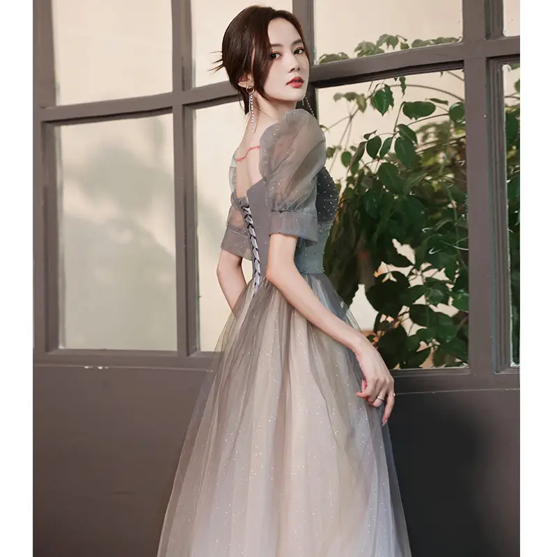 Temperament Short Bubble Sleeve Dress