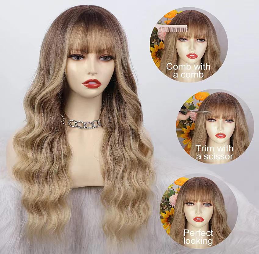 Ash Blonde Wig, Natural Wavy Hair - Daily Wear. Natural Colors. This wavy blonde wig embellishes your forehead, and is sweet. The natural wavy curl makes your look better. Wavy curly hair is also women's current favorite hairstyle. Meanwhile, blonde is th