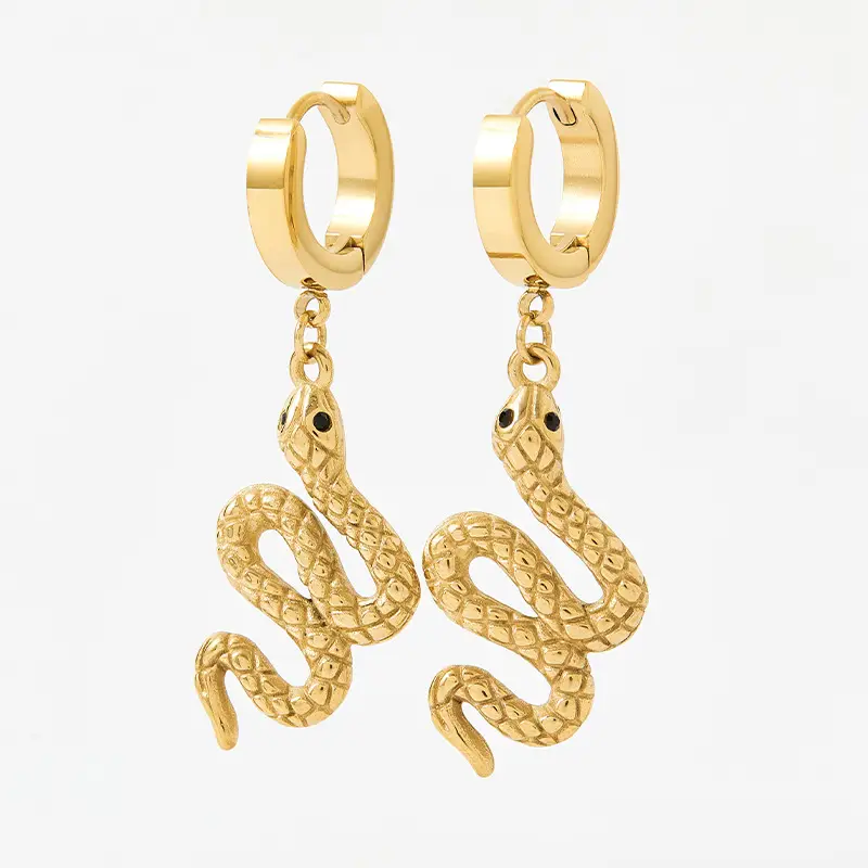 High-grade Snake-shaped Earrings Gold-plated Personality Simulated Snakes Ear Studs