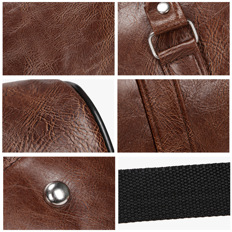 Men PU Leather Duffle Gym Bag Weekend Bag Luggage Travel Casual Handbag Holdall 3