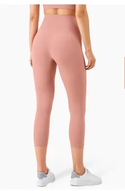 New Fitness Yoga No T line Nude High waist Beautiful Buttocks Cropped Pink Pastel - Shop at LoveMi