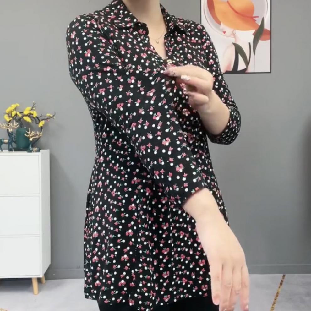 Title 1, Fashionable Loose Mid-length Floral Shirt