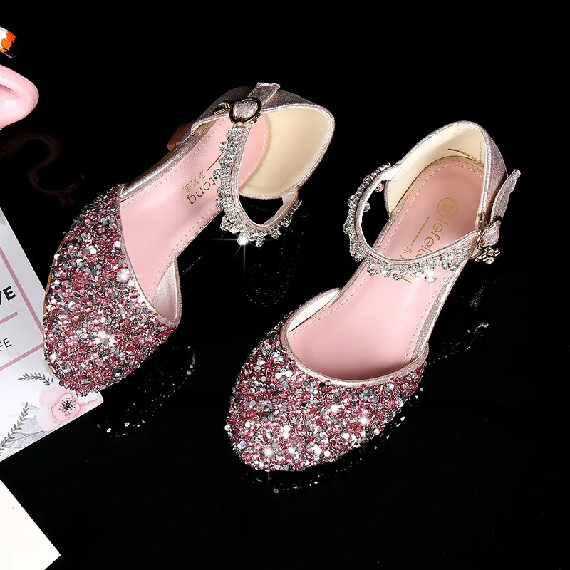 Leather High-heeled Little Girl's Piano Performance Shoes