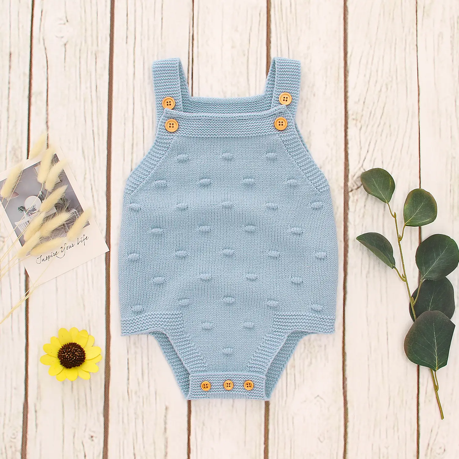 Baby Solid Color Knitted Sling Triangle Romper