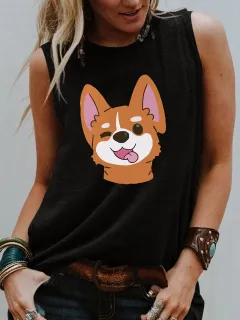 Street Loose Casual Sleeveless Vest Women - Black - View 1