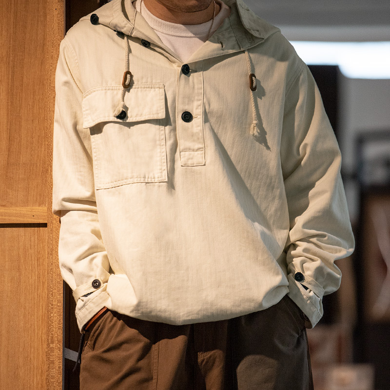 Herringbone Half Cardigan Protective Hoodie