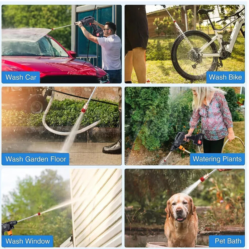 2 Battery Portable Cordless Car High Pressure Washer Jet Water Wash Cleaner Gun