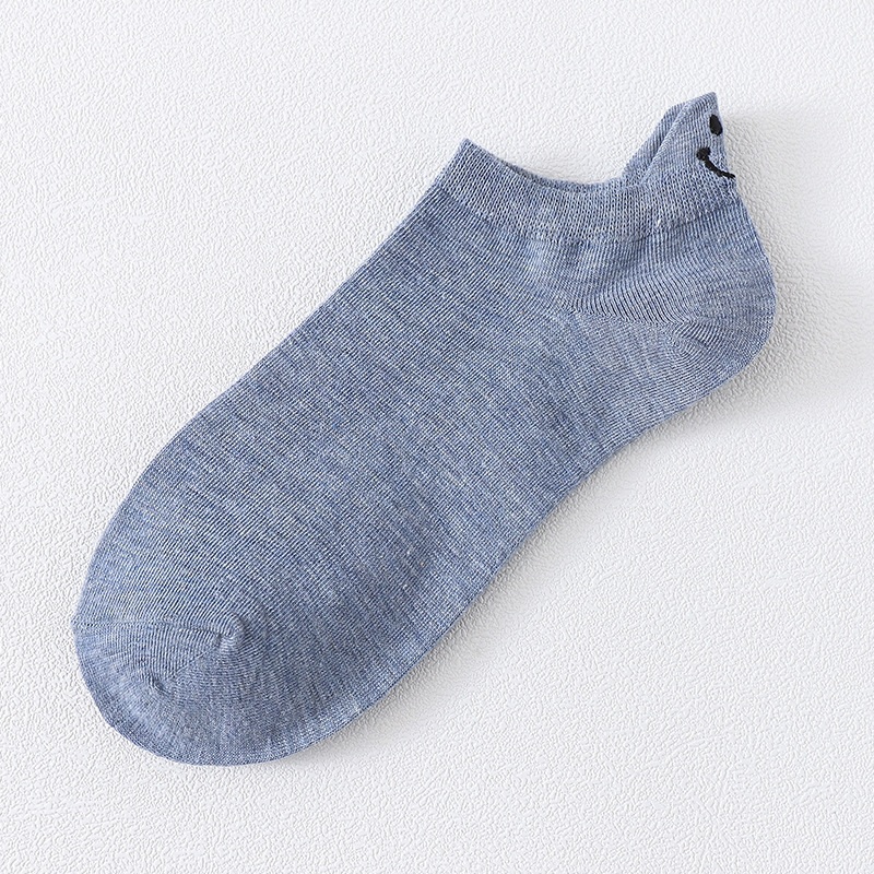 Socks Personalized Heel Embroidered Face Blue - Shop at LoveMi