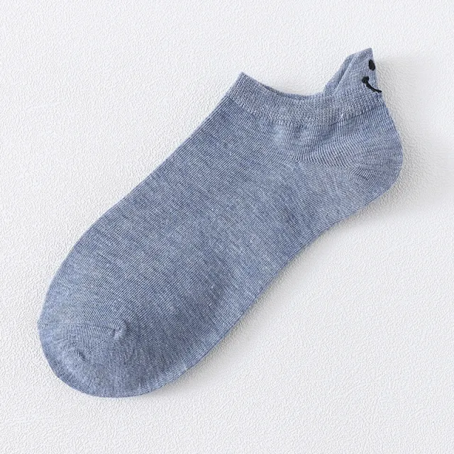 Socks Personalized Heel Embroidered Face Blue - Shop at LoveMi
