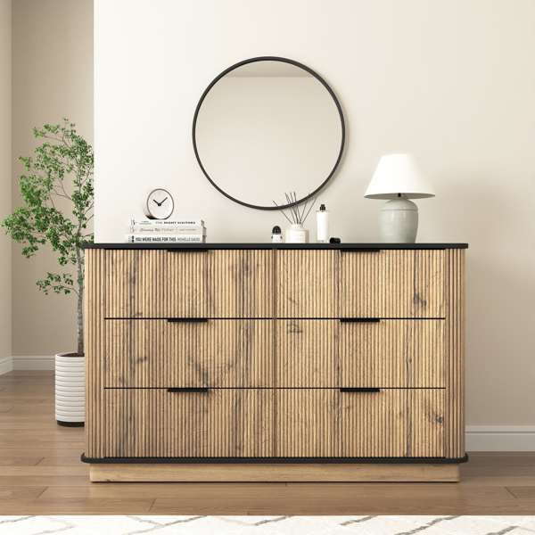 Modern Multi-functional Six-drawer MDF Cabinet,The perfect combination of rounded corners and multifunctional design, with Product Dimensions of 47.2*15.7*29.6 Inches. -24