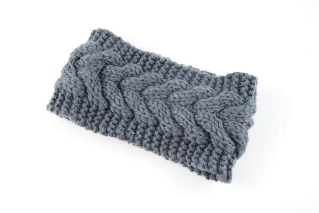 Twist Knitted Wool Headband With Ear Protection Headgear Dark Grey - Shop at LoveMi
