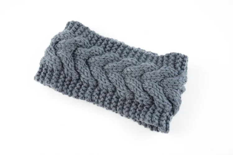 Twist Knitted Wool Headband With Ear Protection Headgear - Dark Grey
