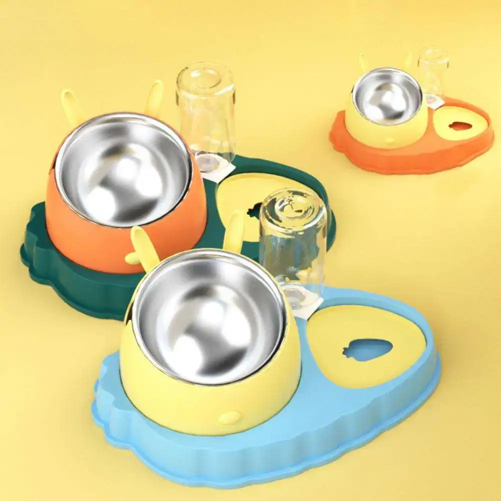 Double Bowl Stainless Steel Carrots Antiskid Pet