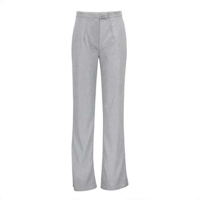 Camisole Slim Straight High Waist Pants Street Glitter Jacket Night Club Suit Silver Trousers - Shop at LoveMi