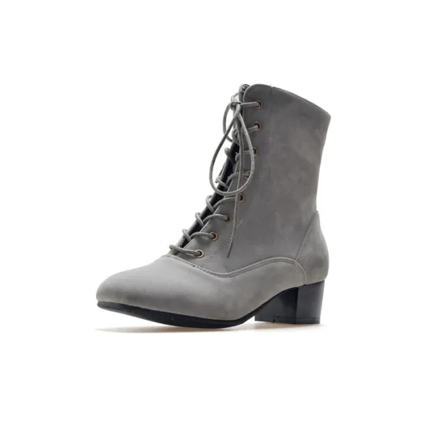 Autumn And Winter Thick Heel Medium Boots Women's Korean Version Pointed Grey - Shop at LoveMi