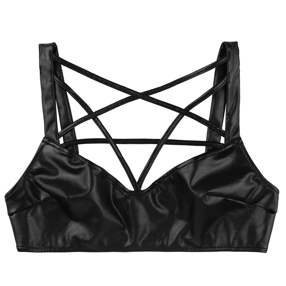 Title 4, European And American Patent Leather Bra Soft L...