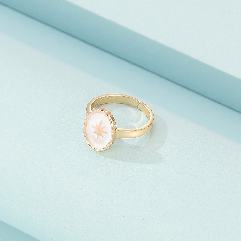 Six-pointed Star Alloy Sweet Golden Ring