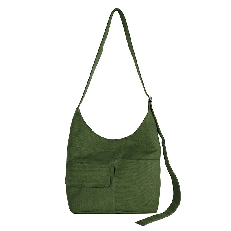 Multi Pocket Tote Canvas Bag High Capacity - Green